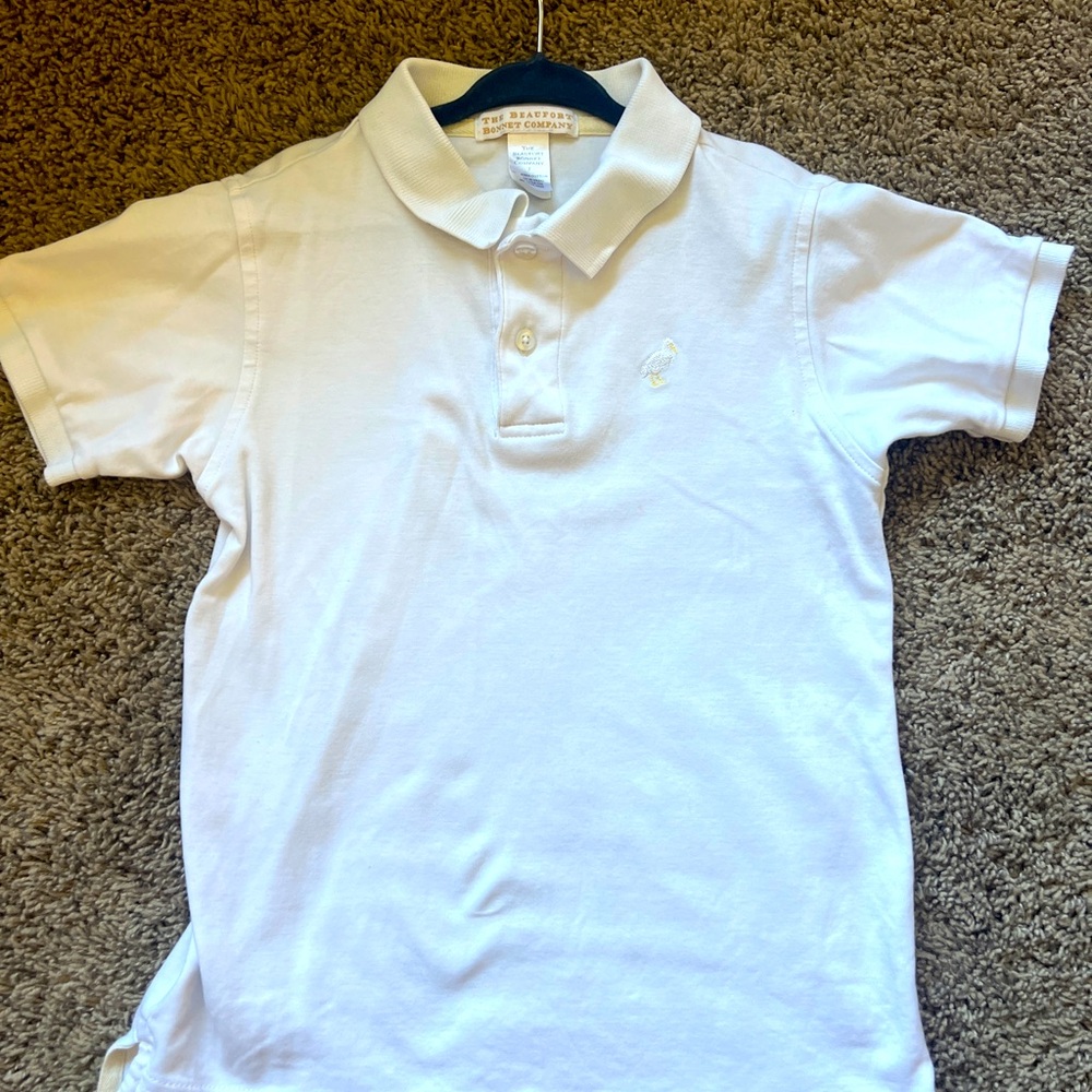 TBBC white collard polo size 7